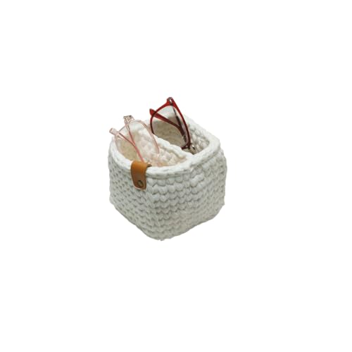 XHMQYC Brillenständer mit 2 Fächern, Plüschfutter, Brillenhalter für Nachttisch, Boho-Schreibtisch, Dekoration, Augenglasetui für Büro, Weiß, quadratisch von XHMQYC