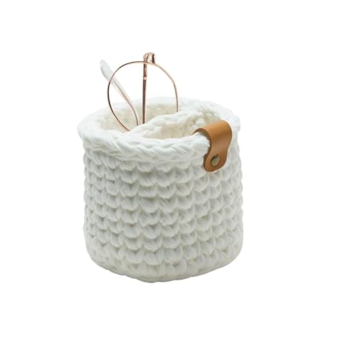 XHMQYC Brillenständer mit 2 Fächern, Plüschfutter, Brillenhalter für Nachttisch, Boho-Schreibtisch, Dekoration, Augenglasetui für Büro, weiß, rund von XHMQYC