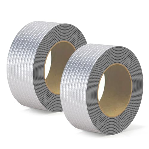 2 Bände Butylband, 5cm x 5m Wasserfestes Klebeband Selbstklebend Starkes Wasserdicht Reparaturband Abdichtungsband für Dachleckage Oberflächenriss Fensterbankspalt von XHNKEG