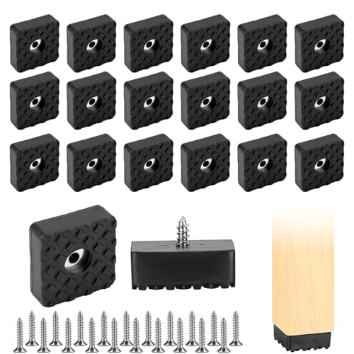 20 Stück Quadratisch Gummifüße Schraubbar 30x30x10 mm, rutschfest Kratzfest Gummipuffer mit Schraube Stoßdämpfender Puffer für Möbel Tische Stühle Sofas (Schwarz) von XHNKEG