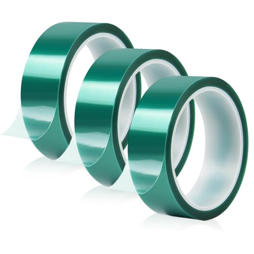 3 Rollen Hitzebeständiges Klebeband, 50 mm × 33 m Hohen Temperaturen Hitzeschutzband Keine Rückstände Klebebänder Grün Wärmeband Thermo Klebeband zum Basteln Elektrisch von XHNKEG