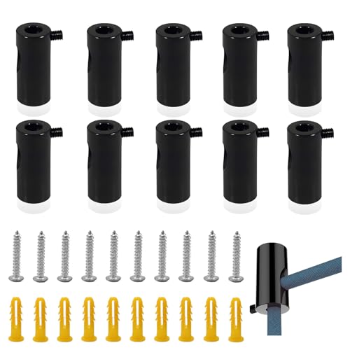 Affenschaukel, 10 Stück Zweiteilige Wand- und Deckenpins Kabelbefestigung Aufputz-Kabelhalter mit Schrauben und Dübeln für Lampe Textilkabel DIY (Schwarz) von XHNKEG