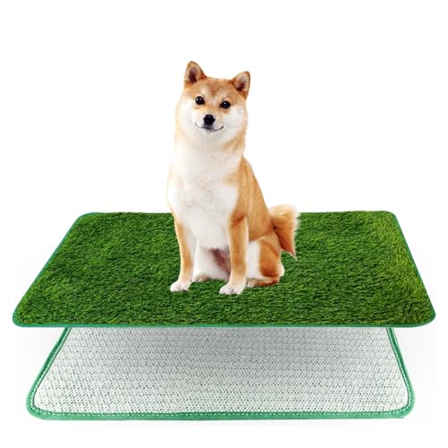 Hundeklo Wiederverwendbar, 71x46 cm Waschbar Hundetoilette Hunde Welpenklo Leicht Reinigen Trainingsunterlagen mit Kunstrasen für Balkon Zuhause Wohnung von XHNKEG