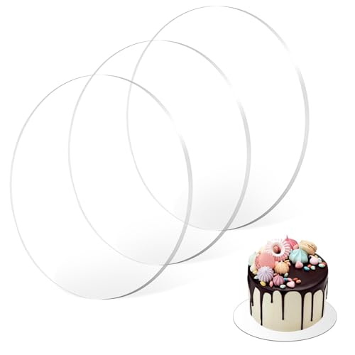 Tortenboden, 3 Stück Tortenteller Runde Acryl-Kuchenplatte Cake Board 30cm Tortenunterlage Transparent Bruchsicher Vielseitig für Diy-Bastelprojekte Schilder von XHNKEG