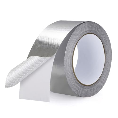 XHNKEG HitzebestäNdiges Klebeband, Metallklebeband Planen VerstäRktes Aluminiumband Silber Alu Klebeband Glasfaser Hitzeschild Folienband für lkw Abdeckplane Zelt von XHNKEG