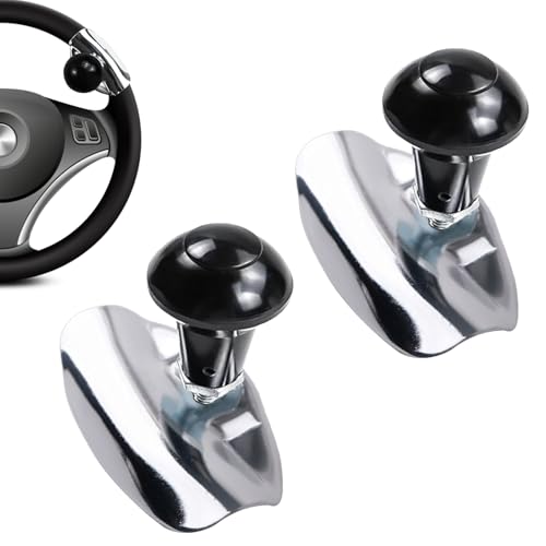 XHNKEG Lenkradknauf Rasentraktor, 2 Stück Lenkrad-Hilfskugel Universal Schwarz Aluminium Lenkhilfe Lenkradknauf Lenkradspinnknopf für Kfz Lkw Traktor Gabelstapler von XHNKEG