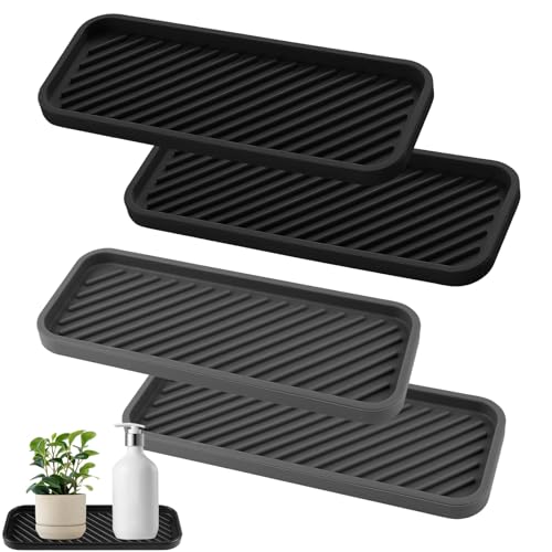 XHNKEG Silikon Abtropfmatte, 4 Stück SpüLe Organizer Schwammhalter SpüLbecken Weich Schmal Silikon Spülbecken Organizer für Schwämme Spülmittel Seifen Bürsten von XHNKEG
