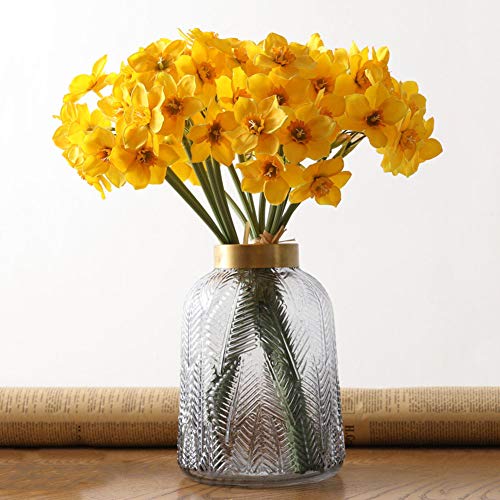 XHONG Künstliche Narzissenblumen, künstliche Narzissen, Blumenarrangement für Party, Heimdekoration, (Vase nicht im Lieferumfang enthalten), Gelb, 6 Stück, 40 cm von XHONG