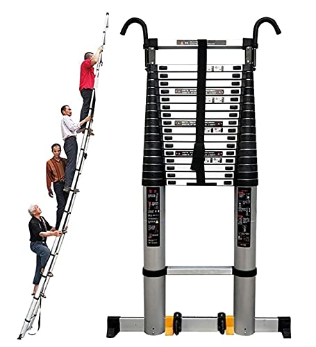 XHP Hohe Teleskopleiter 8m 7m Aluminium Teleskopauszug zusammenklappbare Leiter mit Stabilisator Bar ausziehen kompakte Lange gerade Leiter für Haushalt Arbeit Klettern (Size : 8m/26ft) von XHP