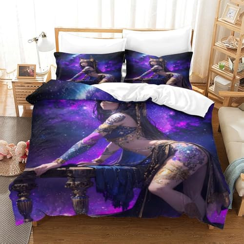 XHSMSHWY Anime Girl 3D Gedruckter Bettwäschegarnitur Bettbezug Set Für Kinder Mädchen Jungen Und Kissenbezüge Bettwäsche Weich Microfaser Reissverschluss 3 Teilig King（220x240cm） von XHSMSHWY