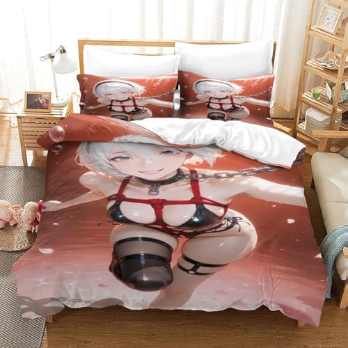 XHSMSHWY Anime Girl 3D Gedruckter Mädchen Junge Kinder Bettwäschegarnitur Bettbezug Set Und Kissenbezüge Bettwäsche Reissverschluss Weich Microfaser 3 Teilig King（220x240cm） von XHSMSHWY