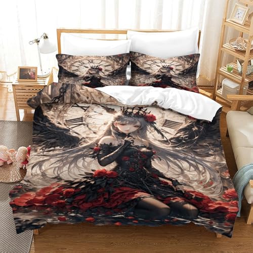 XHSMSHWY Anime Girl Bettwäschegarnitur 3D Gedruckter Für Kinder Mädchen Jungen Bettbezug Set Bettwäsche Weich Microfaser Reissverschluss Und Kissenbezüge 3 Teilig Double（200x200cm） von XHSMSHWY