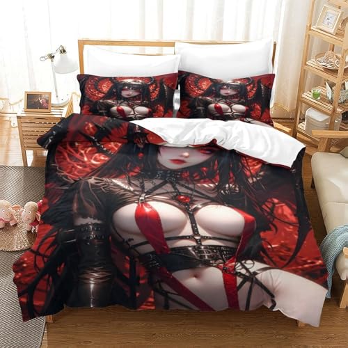 XHSMSHWY Anime Girl Bettwäschegarnitur Für Kinder Mädchen Jungen Bettbezug Set 3D Gedruckter Weich Microfaser Und Kissenbezüge Reissverschluss Bettwäsche 3 Teilig King（220x240cm） von XHSMSHWY