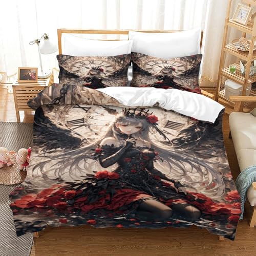 XHSMSHWY Anime Girl Bettwäschegarnitur Mädchen Junge Kinder 3D Gedruckter Bettbezug Set Reissverschluss Und Kissenbezüge Weich Microfaser Bettwäsche 3 Teilig King（220x240cm） von XHSMSHWY