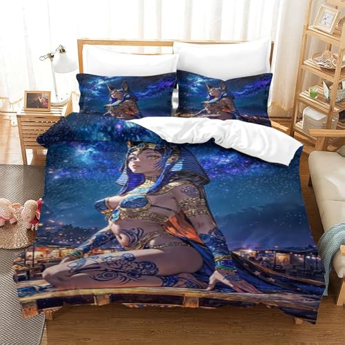 XHSMSHWY Anime Girl Bettwäschegarnitur Mädchen Junge Kinder 3D Gedruckter Bettbezug Set Reissverschluss Und Kissenbezüge Weich Microfaser Bettwäsche 3 Teilig King（220x240cm） von XHSMSHWY