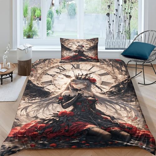 XHSMSHWY Anime Girl Für Kinder Mädchen Jungen 3D Gedruckter Bettwäschegarnitur Bettbezug Set Bettwäsche Und Kissenbezüge Weich Microfaser Reissverschluss 3 Teilig Single（135x200cm） von XHSMSHWY