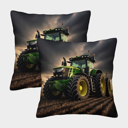 XHSMSHWY Grüner Traktor Kuschelige Kissenbezug 2er Set Für Kinder - Farmfahrzeug Für Sofa Mit Niedlichen Designs, Perfekt Für Kinderzimmer Waschmaschinenfest 50x50cm XHSMSHWY Grüner Traktor Kuschelige Kissenbezug 2er Set Für Kinder - Farmfahrzeug Für Sofa Mit Niedlichen Designs, Perfekt Für Kinderzimmer Waschmaschinenfest 50x50cm von XHSMSHWY