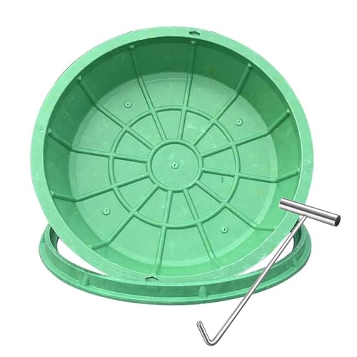 XHSMYXGS Gras Top Versenkte Schachtabdeckung Klärgrubenabdeckungen für den Außenbereich runde, wasserdichte runde Harz-Schachtabdeckung mit Zugloch und Haken (Dia 100 cm) von XHSMYXGS