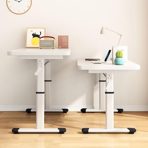 XHSMYXGS Stehpult Manuelle Kurbel, Stehpult Computertisch, höhenverstellbar, mit Drahtloch, für Home Office Studie Schreibarbeitsplatz, Spielzimmer, Weiß (80x60cm) von XHSMYXGS
