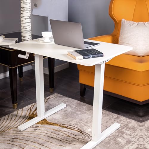 XHSMYXGS Stehpult höhenverstellbare manuelle Kurbel, 80x60cm Computertisch mit ganzteiliger Tischplatte, 70-113cm steigender Schreibtisch (White) von XHSMYXGS