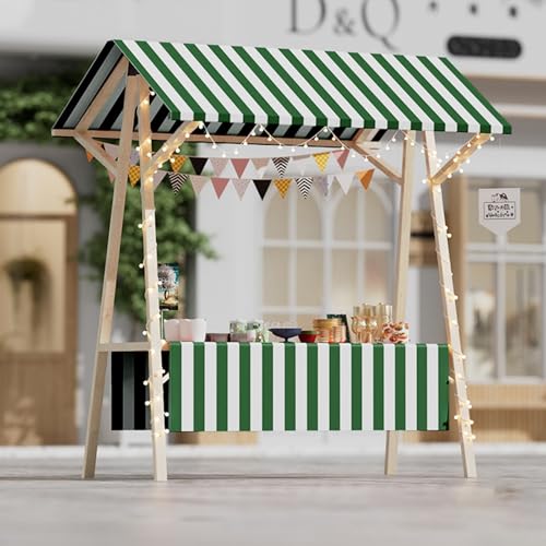 XHSMYXGS Tragbarer Holzstand für Straßenverkäufer, klappbarer Marktstand mit Sonnendach, aus massivem Kiefernholz, rustikaler Stil, für Kunsthandwerksmessen und Veranstaltungen. (Green L) von XHSMYXGS