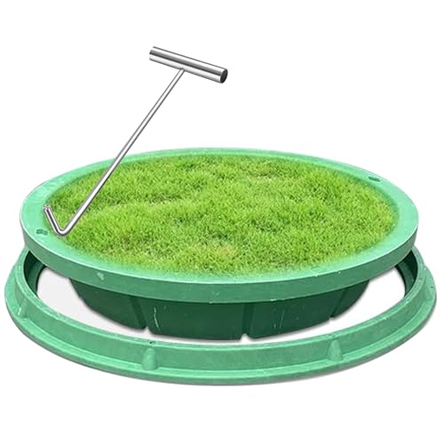 XHSMYXGS Versenkter Schachtdeckel Klärgrubendeckel, kommerzieller Gras Top Versteckter Schachtdeckel Rund mit Haken für Abfluss Field Yard (Dia 400 mm) von XHSMYXGS