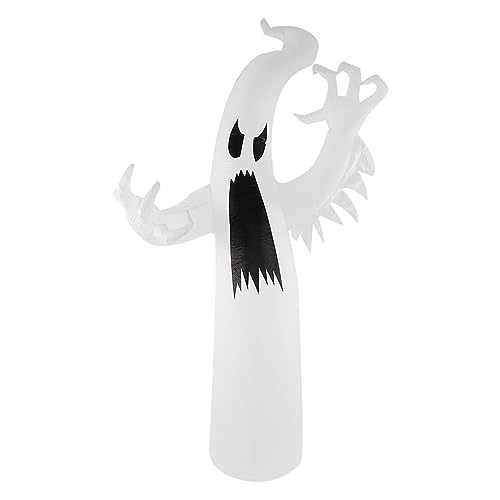 XHTLLO Halloween Aufblasbarer Weißer Geist mit Buntem LED Licht, IP44 wasserdichte Hofdekoration, Outdoor Indoor Feiertagsdekorationen(EU220-240V) von XHTLLO