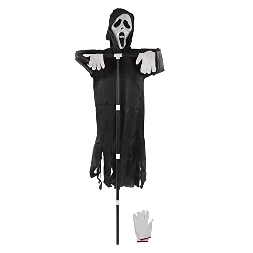XHTLLO Scream Scarecrow Halloween-Dekoration, Polyester-PVC-Ghostface Mit Abnehmbarer Stange von XHTLLO