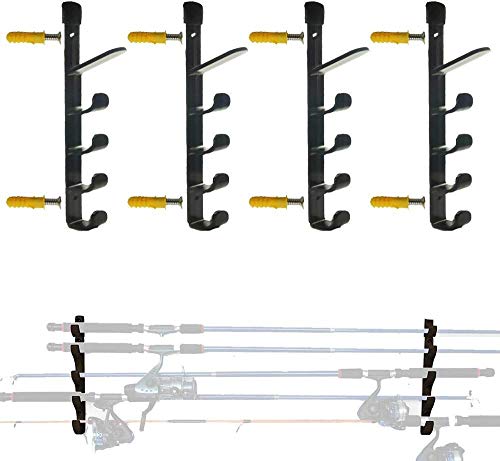 XHUENG Nützlich Horizontal Angelrute Storage Rack-Halter Wandhalterung 10 Angelrute W Schrauben zu halten - No Angel von XHUENG