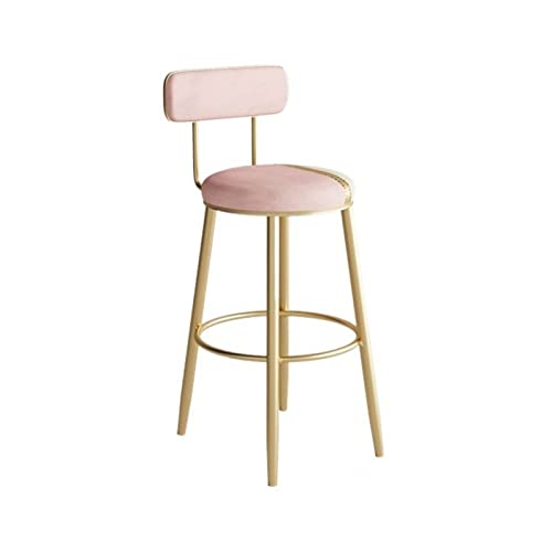 XHURWDZ643KM Barhocker Modischer Luxus-Hochstuhl Nordic Bar Restaurant Dessert Shop Rezeption Hochhocker mit Rückenlehne Barstühle(Pink,Klein) von XHURWDZ643KM