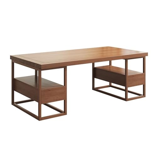 XHURWDZ643KM Chinesischer ästhetischer Schreibtisch aus Holz for das Home Office, geräumiger rechteckiger Schreibtischarbeitsplatz mit Schubladen und Ablagefächern(XL) von XHURWDZ643KM