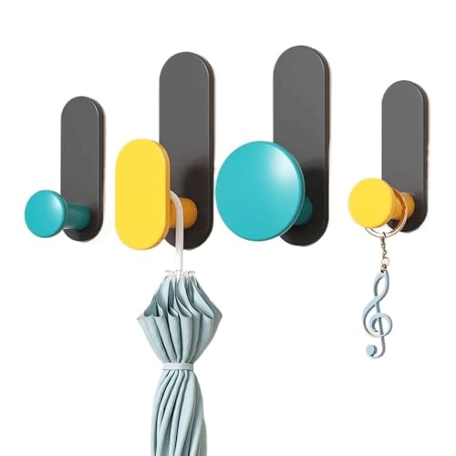 XHURWDZ643KM Eingang Haken ohne Stanzen, tragender Haken for den Eingang, hängender Kleiderständer an der Tür hinten, an der Wand befestigter Hut, selbstklebender Haken Kleiderhaken Wand(Schwarz) von XHURWDZ643KM