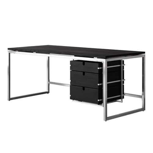XHURWDZ643KM Moderner Home-Office-Schreibtisch mit Edelstahlrahmen, Schreibtisch-Arbeitsplatz im Industriestil mit hängendem Aktenschrank(S) von XHURWDZ643KM