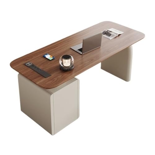 XHURWDZ643KM Moderner Schreibtisch fürs Arbeitszimmer, Home-Office-Schreibtisch mit 3 Schubladen und Steckdosen(M) von XHURWDZ643KM
