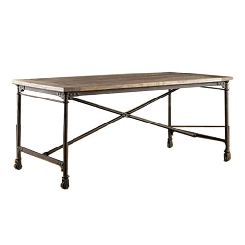 XHURWDZ643KM PC-Schreibtisch mit Rollen, Vintage-Tisch im Industriestil, Schreibtisch aus Holz mit Metallrahmen(XXL) von XHURWDZ643KM