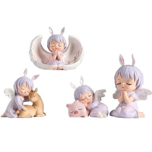 XHURWDZ643KM Statuen Wohndeko Niedliche Schreibtisch-Dekorationen for Zuhause und Wohnzimmer, Geschenkset mit 4 Stück for Mädchen, geeignet for Schreibtisch und Bürotisch. Skulptur(Purple) von XHURWDZ643KM