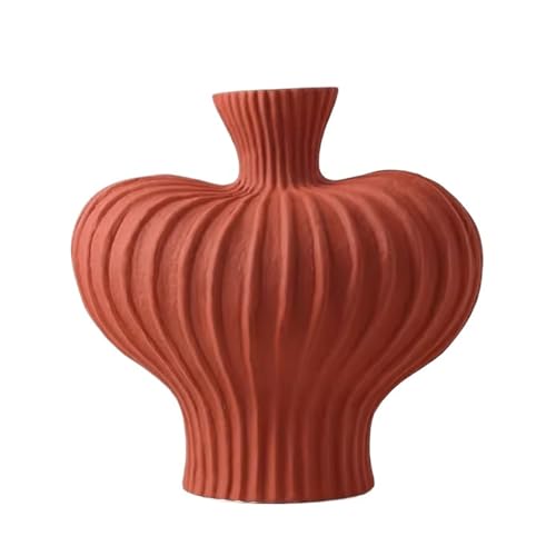 XHURWDZ643KM Statuen Wohndeko Vasendekoration, Wohnzimmer-Desktop, leichte Luxus-Keramik-Retro-Dekoration, mattierte Desktop-Dekoration Skulptur(Orange,Groß) von XHURWDZ643KM