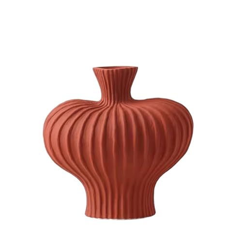 XHURWDZ643KM Statuen Wohndeko Vasendekoration, Wohnzimmer-Desktop, leichte Luxus-Keramik-Retro-Dekoration, mattierte Desktop-Dekoration Skulptur(Orange,Klein) von XHURWDZ643KM
