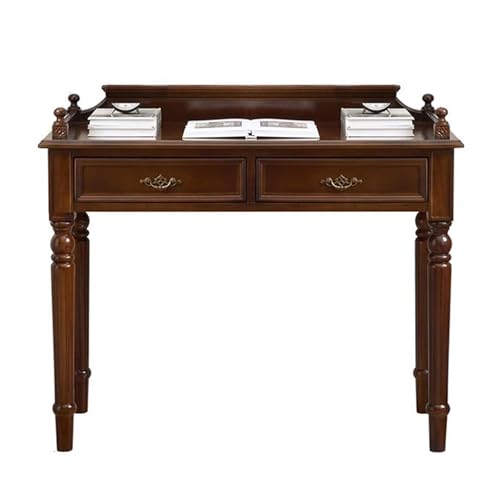 XHURWDZ643KM Vintage-Schreibtisch im amerikanischen Stil mit Schubladen, Schreibtisch aus Holz for kleine Räume, Nussbaum(S) von XHURWDZ643KM