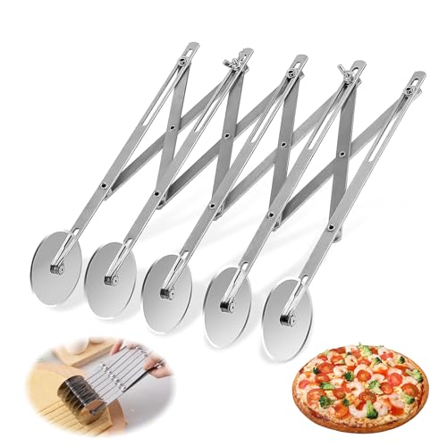 XHYASD 5 Räder Teigschneider Edelstahl, Justierbar Teigteiler, Mehrrund Teigrädchen für Pizza, Brot und Küchenbacken von XHYASD