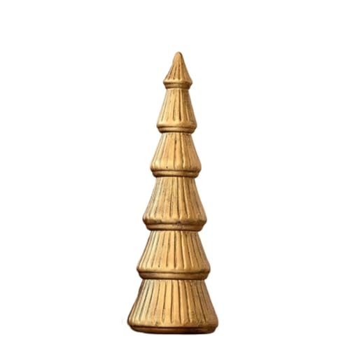 Weihnachtsbaum Künstlich Holz-Weihnachtsbaum, Tisch-Baumstatue, Holz-Schreibtisch-Herzstück, Heimdekoration für Zuhause Büro(Gold,30cm) von XHZMDWOU