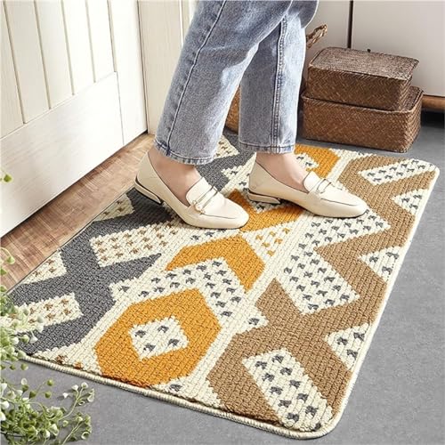 XHZMDWOU Fußmatte Innen Eingangsteppich-Fußmatten, rutschfeste Gummiunterseite, Flache Eingangsteppiche, Saugfähig Fußabtreter Für Eingang(F,60x90cm(24x35inch)) von XHZMDWOU