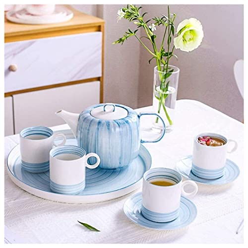 XHZMDWOU Teeservice für Familien Teetassen-Set Teeservice Mit Tablett Keramiktassen Und Untertassen Kaffeetassen-Set Nachmittagstee-Set Teetasse Vintage Tee Services Set(10pcs) von XHZMDWOU