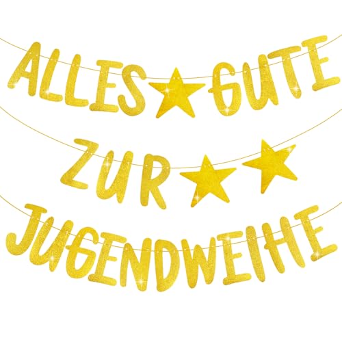 Alles Gute zur Jugendweihe Girlande, Jugendweihe Deko Gold, Hängende Girlande Deko, Jugendweihe Banner für Junge und Mädchen von XIABYAYU