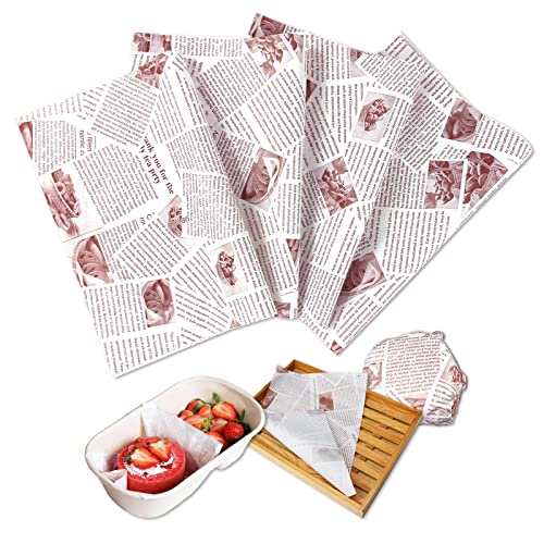 100 Blatt Deli Papierblätter, XIACIBDUS 36 x 26cm Wrap Papier, Einweg Fettdichte Papierblätter Lebensmittelkorb Liner Backpapier, Lebensmittelverpackungspapier für Sandwich Pommes Frites Burger Kuchen von XIACIBDUS