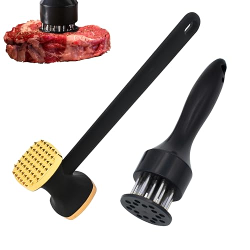 XIACIBDUS Fleischklopfer, 2PCS Fleischklopfer Nadeln Werkzeug und Fleischhammer, Heavy Duty Griff Griff Fleischklopfer Hammer für Rindfleisch, Huhn, Fisch, Hühnerbrust, Steak, Schweinefleisch, Küche von XIACIBDUS