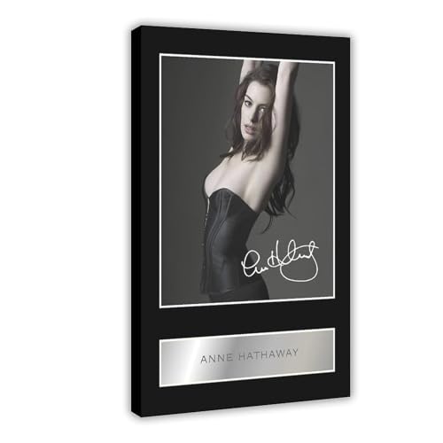 XIAGN Anne Hathaway Autogramm-Poster (2) Leinwandposter Schlafzimmer Dekor Landschaft Büro Zimmer Dekor Geschenk 30 x 45 cm von XIAGN