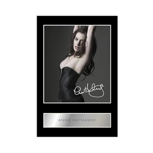XIAGN Anne Hathaway Autogramm-Poster (2) Leinwandposter Schlafzimmer Dekor Landschaft Büro Zimmer Dekor Geschenk 50 x 75 cm von XIAGN