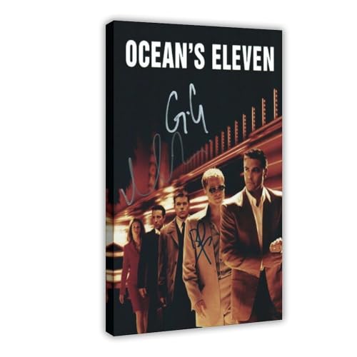 XIAGN Matt Damon George Clooney Brad Pitt signiertes Leinwandposter Schlafzimmer Dekor Landschaft Büro Zimmer Dekor Geschenk 40 x 60 cm von XIAGN