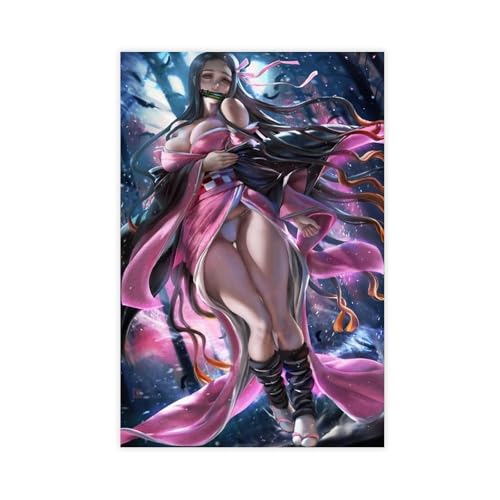 XIAGN Nezuko Kamado Anime-Poster (3) Leinwand-Poster, Schlafzimmerdekoration, Landschaft, Büro, Raumdekoration, Geschenk, 40 x 60 cm von XIAGN